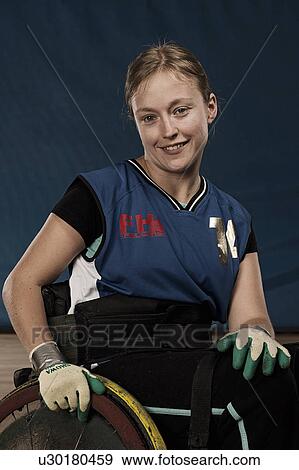 Stock Photo - Para rugby player in wheelchair. Fotosearch