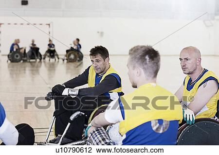 Para rugby team talking during time-out View Large Photo Image Stock Image - Para rugby team talking during time-out. Fotosearch