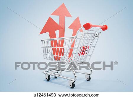Stock Image - Red arrows in shopping cart. Fotosearch