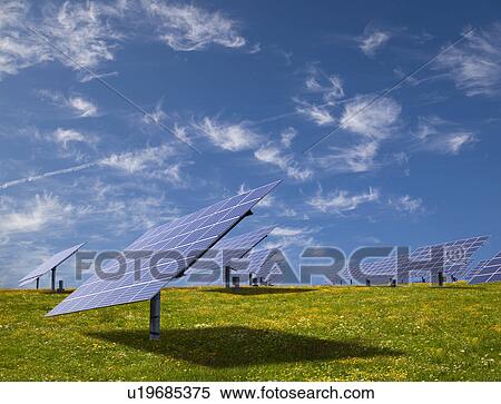 Solar panels in field View Large Photo Image Stock Photography - Solar panels in field. Fotosearch