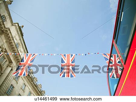 Union Jack flags hanging in London View Large Photo Image Stock Photo - Union Jack flags hanging in London. Fotosearch