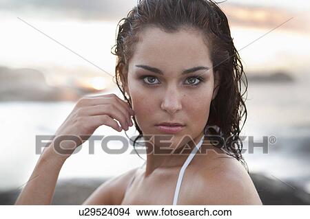 Woman in bikini on beach View Large Photo Image Picture - Woman in bikini on beach. Fotosearch