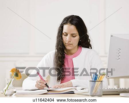Woman studying at computer View Large Photo Image Picture - Woman studying at computer. Fotosearch
