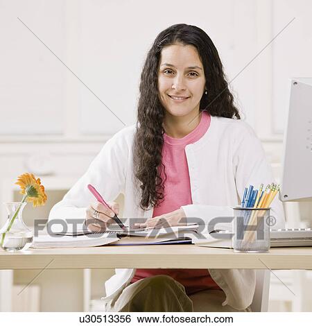 Woman studying at computer View Large Photo Image Stock Photograph - Woman studying at computer. Fotosearch