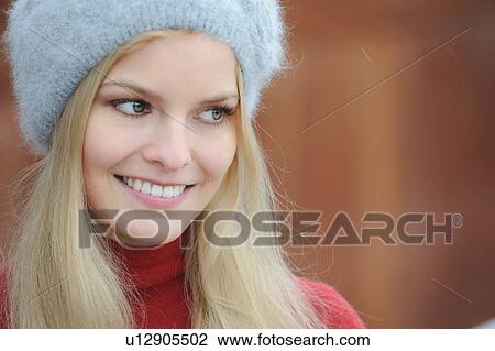 Woman wearing furry hat outdoors View Large Photo Image Stock Image - Woman wearing furry hat outdoors. Fotosearch