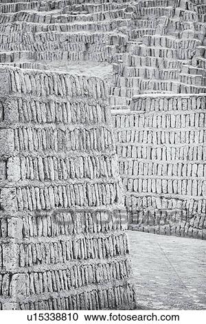 Huaca Pucllana: monochrome detail of adobe mud brick walls dating back to Lima culture of 400AD, Lima, Peru View Large Photo Image Stock Image - Huaca Pucllana: monochrome detail of adobe mud brick walls dating back to Lima culture of 400AD, Lima, Peru. Fotosearch