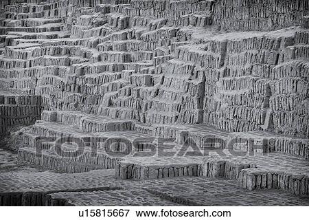 Huaca Pucllana: monochrome detail of adobe mud brick walls dating back to Lima culture of 400AD, Lima, Peru View Large Photo Image Stock Photo - Huaca Pucllana: monochrome detail of adobe mud brick walls dating back to Lima culture of 400AD, Lima, Peru. Fotosearch