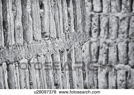 Stock Photo - Huaca Pucllana: monochrome detail of adobe mud brick walls dating back to Lima culture of 400AD, Lima, Peru. Fotosearch