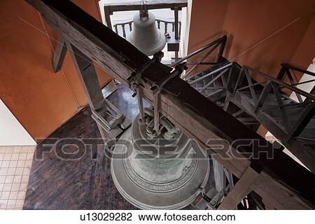 Stock Image - Iglesia de Santo Domingo bell tower Spanish Baroque, aerial view of bells, Lima, Peru. Fotosearch