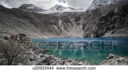 Laguna 69 with surrounding glaciers of Pisco East and Pisco West, waterfall into turquoise lake, Cordilleras, Peru View Large Photo Image Picture - Laguna 69 with surrounding glaciers of Pisco East and Pisco West, waterfall into turquoise lake, Cordilleras, Peru. Fotosearch