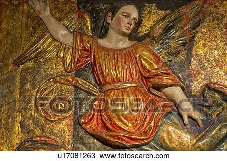 Painted and gilt wooden religious sculpted tableaux showing religious scenes, Spanish Baroque, Archbishop's palace, Lima, Peru View Large Photo Image Stock Image - Painted and gilt wooden religious sculpted tableaux showing religious scenes, Spanish Baroque, Archbishop's palace, Lima, Peru. Fotosearch