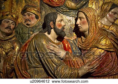 Painted and gilt wooden religious sculpted tableaux showing religious scenes, Spanish Baroque, Archbishop's palace, Lima, Peru View Large Photo Image Stock Image - Painted and gilt wooden religious sculpted tableaux showing religious scenes, Spanish Baroque, Archbishop's palace, Lima, Peru. Fotosearch