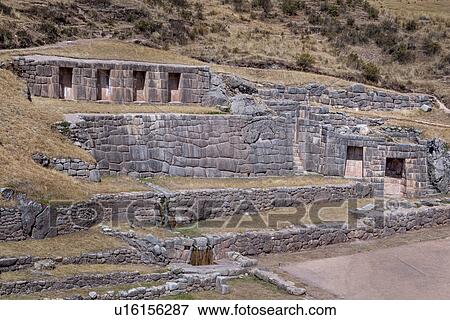 Tambomachay: view of ceremonial Inca stone baths with running fountain in hewn rock, Sacred Valley, Cuzco, Peru View Large Photo Image Stock Photo - Tambomachay: view of ceremonial Inca stone baths with running fountain in hewn rock, Sacred Valley, Cuzco, Peru. Fotosearch