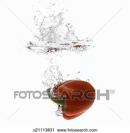 Bell pepper splashing in water View Large Photo Image Stock Image - Bell pepper splashing in water. Fotosearch