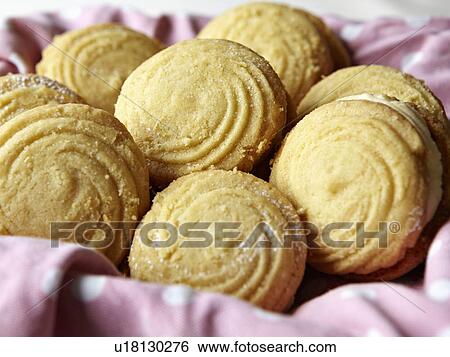Close up of basket of sandwich cookies View Large Photo Image Stock Photograph - Close up of basket of sandwich cookies. Fotosearch