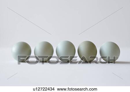 Picture - Close up of eggs lined up. Fotosearch