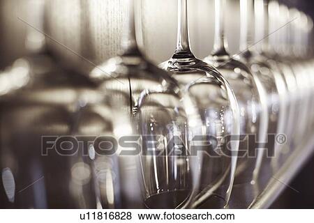 Close up of empty wine glasses View Large Photo Image Stock Photo - Close up of empty wine glasses. Fotosearch