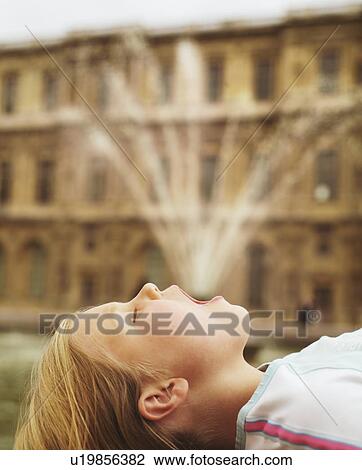 Girl posing by fountain View Large Photo Image Stock Image - Girl posing by fountain. Fotosearch