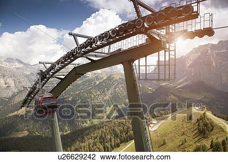 Gondola machinery in rural landscape View Large Photo Image Stock Image - Gondola machinery in rural landscape. Fotosearch