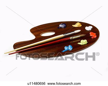 Paint on wooden artists palette View Large Photo Image Stock Photograph - Paint on wooden artists palette. Fotosearch