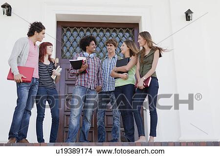 Students talking on campus View Large Photo Image Picture - Students talking on campus. Fotosearch