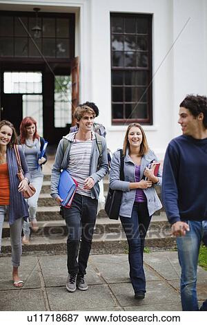 Stock Photo - Students walking together on campus. Fotosearch
