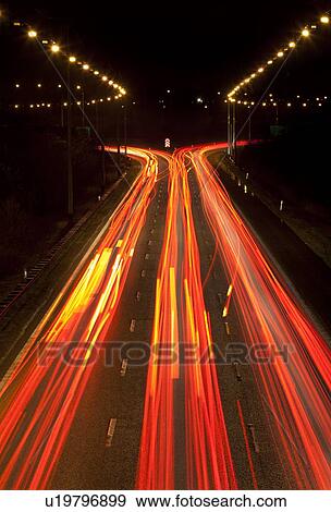Time-lapse view of traffic at night View Large Photo Image Stock Photo - Time-lapse view of traffic at night. Fotosearch
