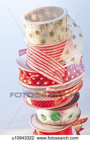 Stock Image - Close-up of christmas ribbons. Fotosearch