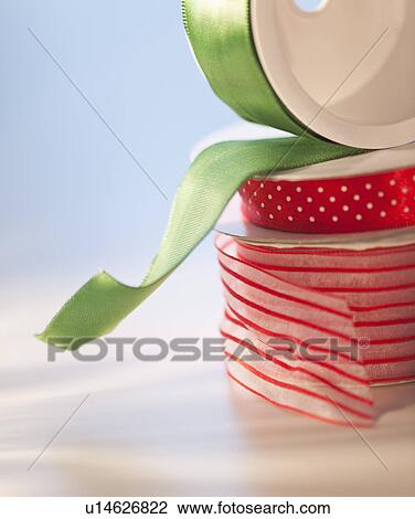 Stock Image - Close-up of christmas ribbons. Fotosearch