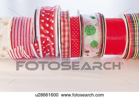 Stock Image - Close-up of christmas ribbons. Fotosearch