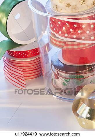 Stock Photo - Close-up of christmas ribbons. Fotosearch