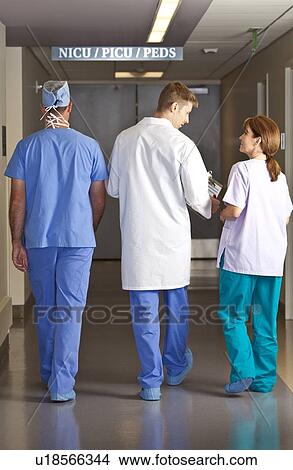 Doctors and surgeons walking in corridor View Large Photo Image Picture - Doctors and surgeons walking in corridor. Fotosearch