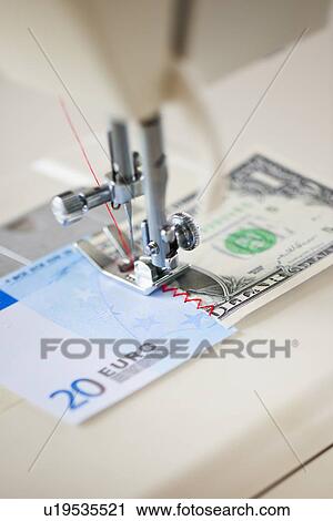 Halves of banknotes being sewed with sewing machine View Large Photo Image Stock Image - Halves of banknotes being sewed with sewing machine. Fotosearch