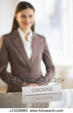 Stock Photography - Hotel reception and concierge sign. Fotosearch