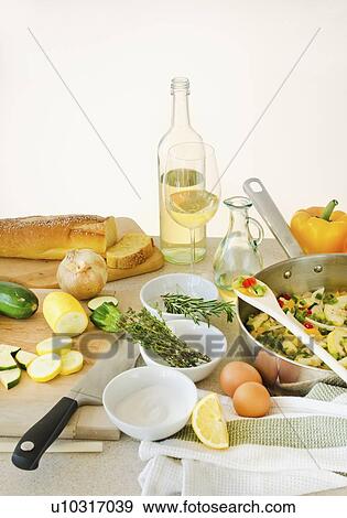 Stock Photo - Ingredients and utensils, studio shot. Fotosearch
