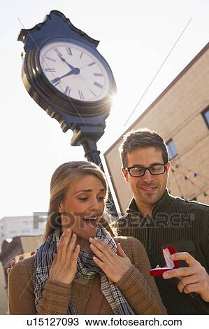 Man proposing to woman on street View Large Photo Image Stock Image - Man proposing to woman on street. Fotosearch