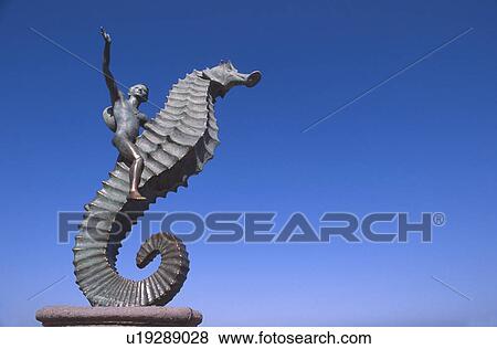Stock Photo - Mexico, Jalisco, Puerto Vallarta, The Seahorse sculpture. Fotosearch