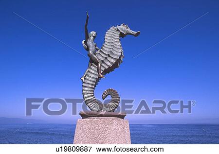 Stock Photo - Mexico, Jalisco, Puerto Vallarta, The Seahorse sculpture. Fotosearch