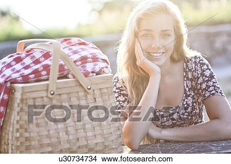 Picture - Outdoor portrait of happy teenage girl (16-17) . Fotosearch