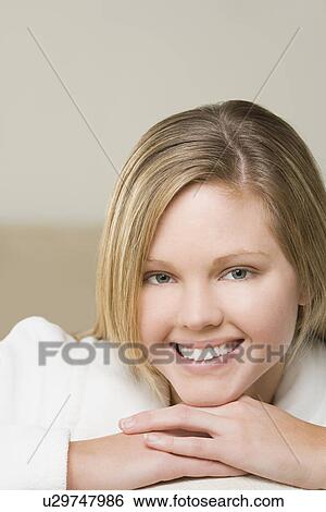 Stock Photograph - Portrait of attractive woman. Fotosearch