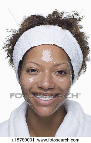 Portrait of attractive woman with facial mask View Large Photo Image Stock Image - Portrait of attractive woman with facial mask. Fotosearch
