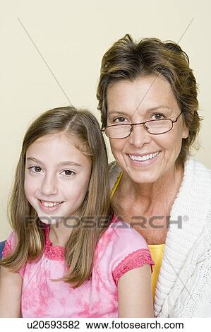 Portrait of grandmother and granddaughter (8-9) View Large Photo Image Stock Image - Portrait of grandmother and granddaughter (8-9). Fotosearch