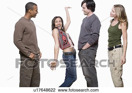 Stock Image - Portrait of group of young friends. Fotosearch