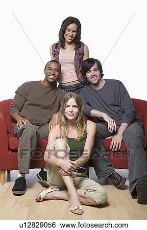 Portrait of group of young friends View Large Photo Image Stock Photograph - Portrait of group of young friends. Fotosearch