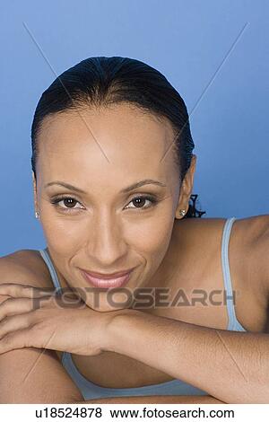 Portrait of happy mid adult african woman View Large Photo Image Stock Photo - Portrait of happy mid adult african woman. Fotosearch