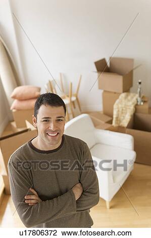 Portrait of man in new house View Large Photo Image Stock Image - Portrait of man in new house. Fotosearch