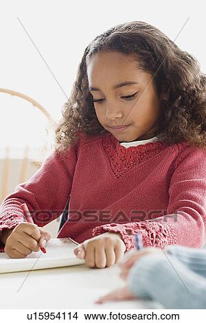 Portrait of schoolgirl (6-7) drawing View Large Photo Image Picture - Portrait of schoolgirl (6-7) drawing. Fotosearch
