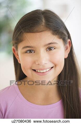 Portrait of smiling girl (10-11) View Large Photo Image Stock Photograph - Portrait of smiling girl (10-11). Fotosearch