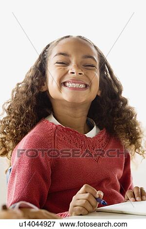 Portrait of smiling schoolgirl (6-7) View Large Photo Image Stock Photo - Portrait of smiling schoolgirl (6-7). Fotosearch
