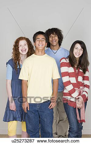 Portrait of teenage boys and girls (14-15, 16-17) View Large Photo Image Stock Photo - Portrait of teenage boys and girls (14-15, 16-17). Fotosearch